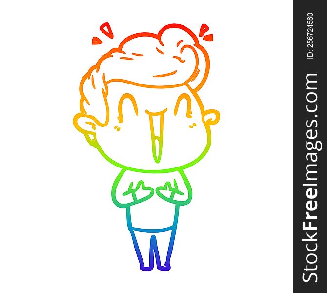 rainbow gradient line drawing of a cartoon excited man
