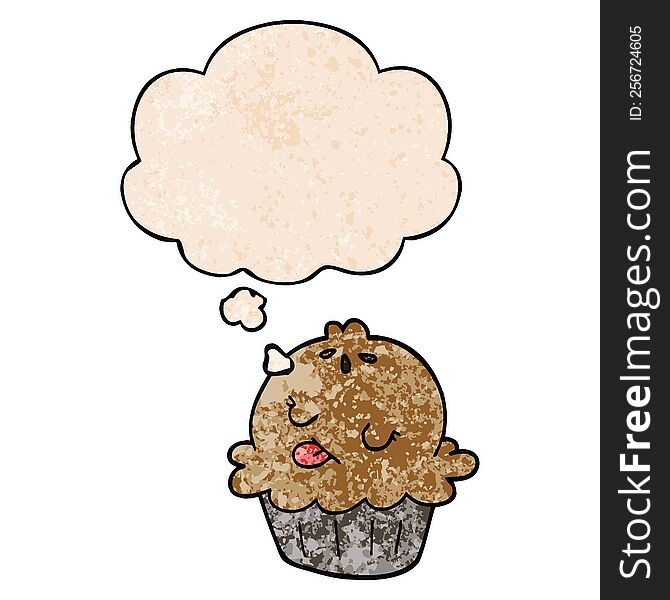 cute cartoon pie with thought bubble in grunge texture style. cute cartoon pie with thought bubble in grunge texture style