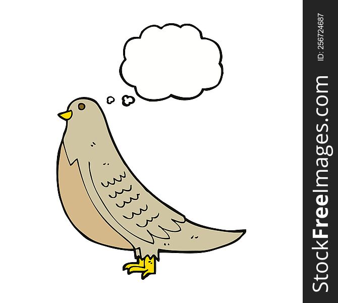 cartoon common bird with thought bubble