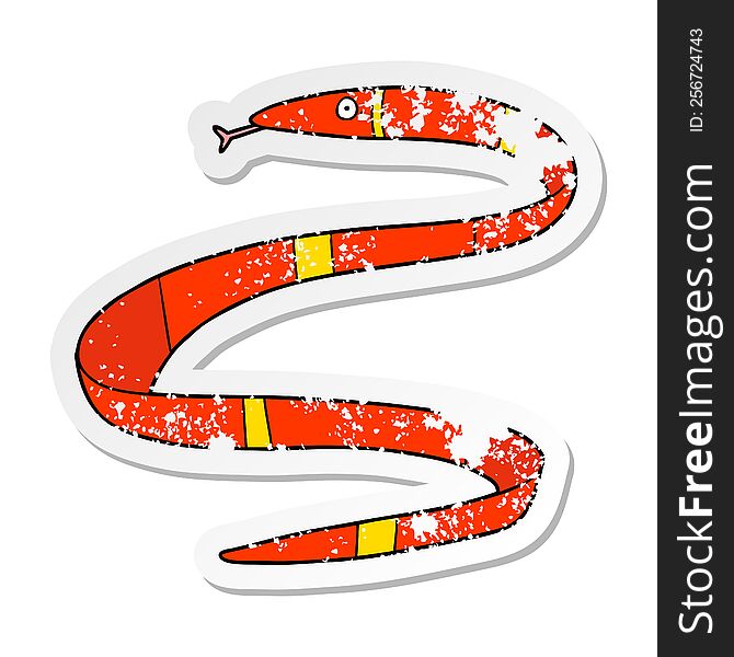Distressed Sticker Of A Cartoon Sea Snake