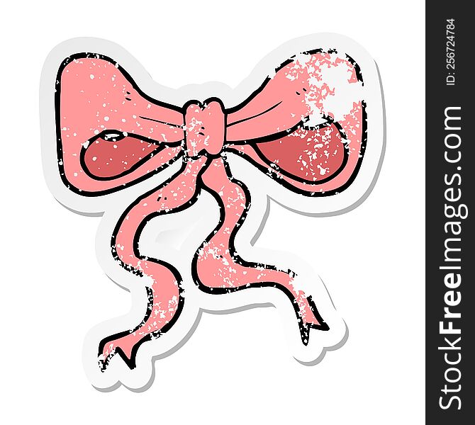 Distressed Sticker Of A Cartoon Bow