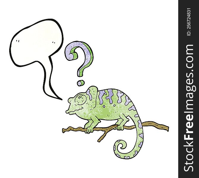 freehand speech bubble textured cartoon curious chameleon
