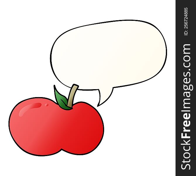 Cartoon Apple And Speech Bubble In Smooth Gradient Style