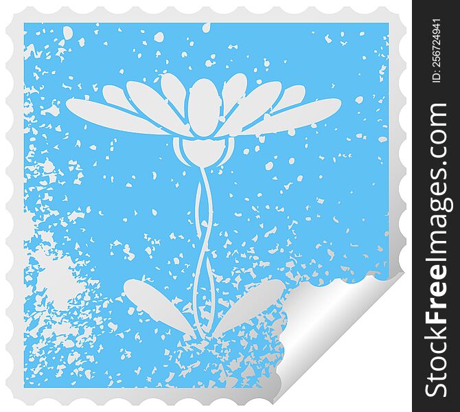 Distressed Square Peeling Sticker Symbol Flower