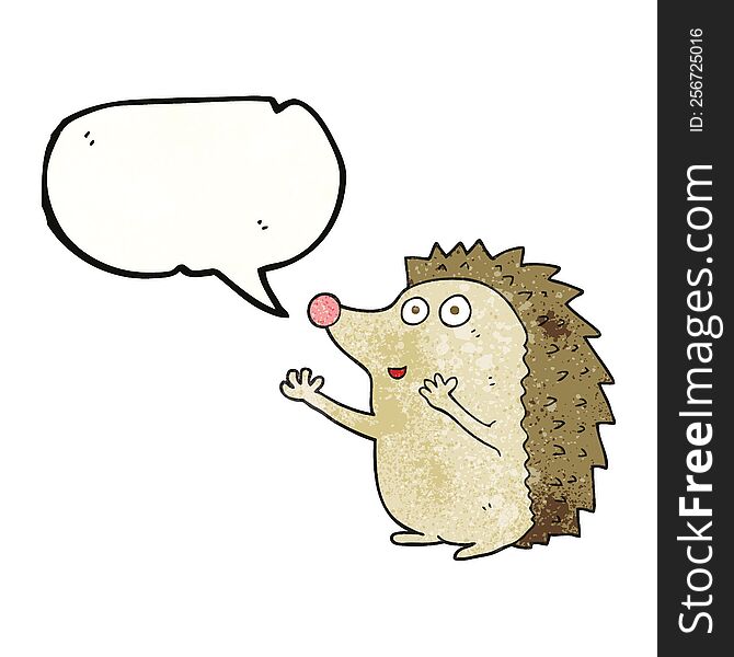 freehand speech bubble textured cartoon cute hedgehog