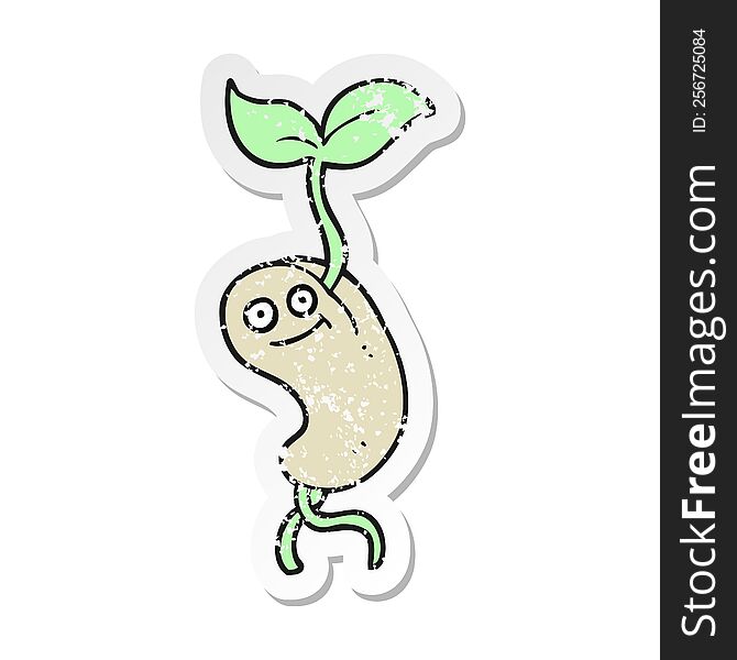 retro distressed sticker of a cartoon sprouting seed