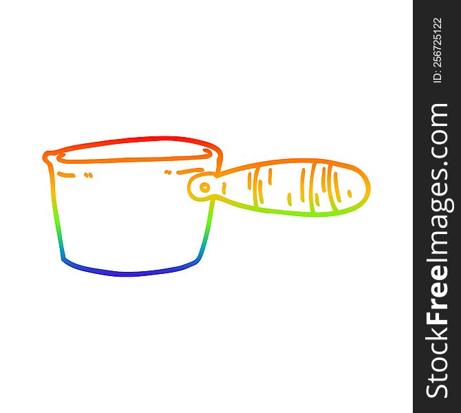 rainbow gradient line drawing of a cartoon cooking pan