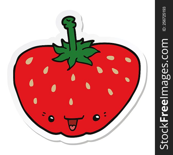 sticker of a cartoon strawberry