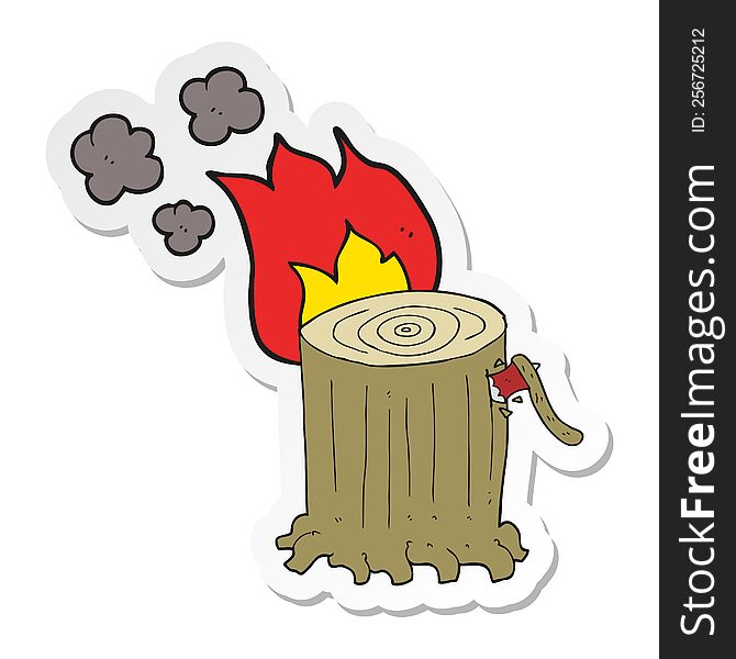 sticker of a cartoon big tree stump