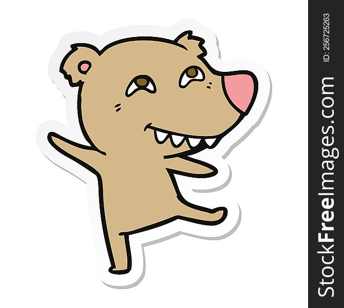 Sticker Of A Cartoon Bear Dancing