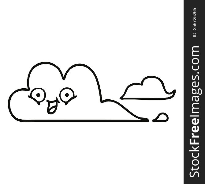 Line Drawing Cartoon Happy Cloud