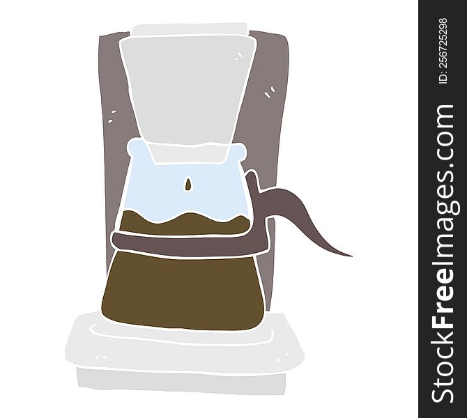 flat color illustration of a cartoon drip filter coffee maker