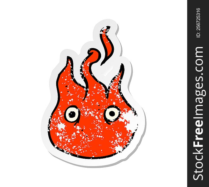 Retro Distressed Sticker Of A Cartoon Flame Symbol