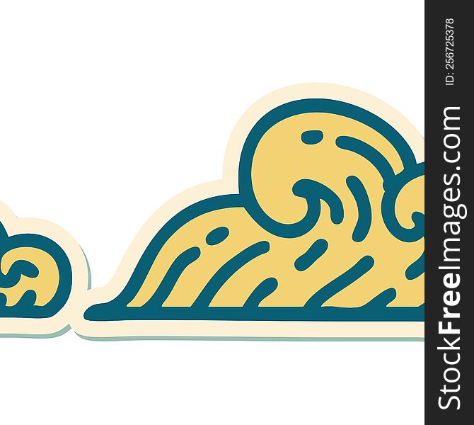 sticker of tattoo in traditional style of clouds. sticker of tattoo in traditional style of clouds