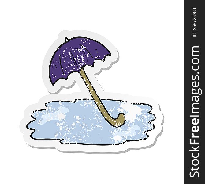 Retro Distressed Sticker Of A Cartoon Wet Umbrella