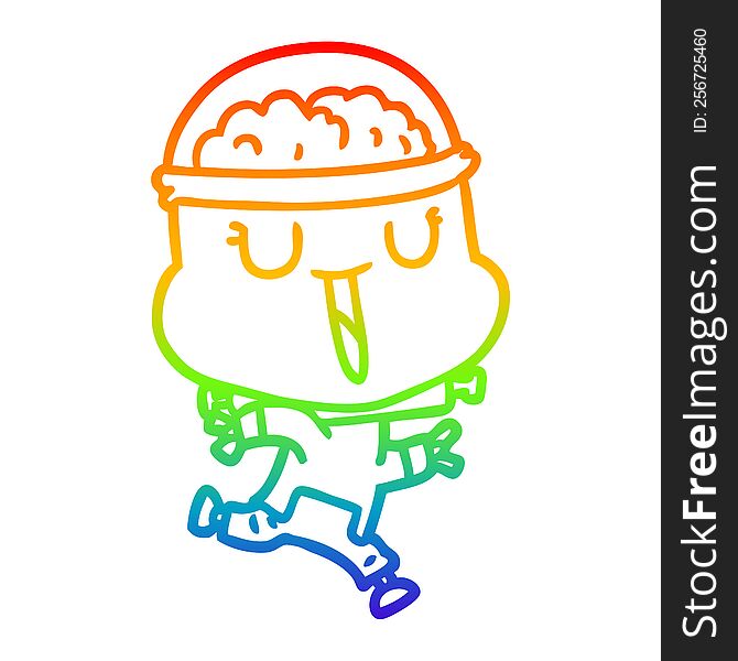 rainbow gradient line drawing of a happy cartoon robot