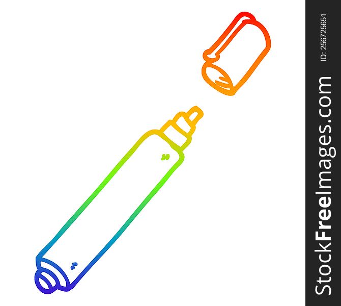 rainbow gradient line drawing of a cartoon office pen