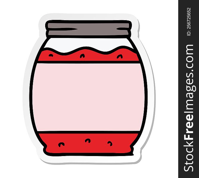 Sticker Cartoon Doodle Of A Strawberry Jam