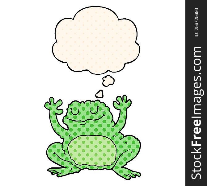 Cartoon Frog And Thought Bubble In Comic Book Style