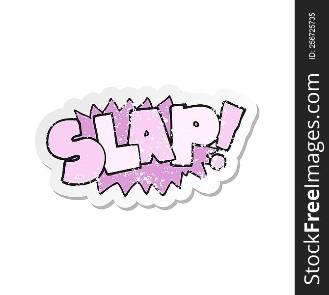 Retro Distressed Sticker Of A Cartoon Slap Symbol