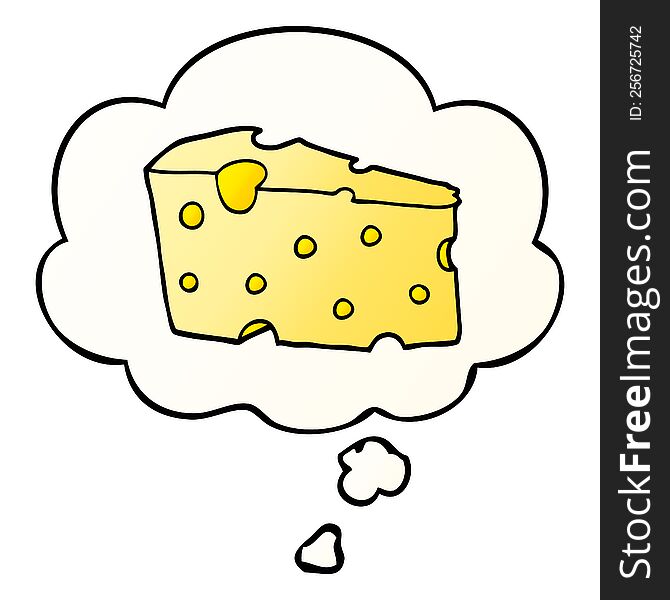 Cartoon Cheese And Thought Bubble In Smooth Gradient Style