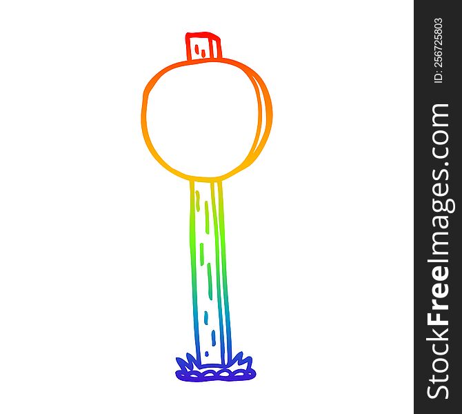 Rainbow Gradient Line Drawing Cartoon Sign Post