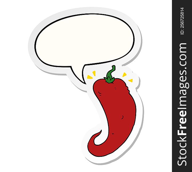 Cartoon Chili Pepper And Speech Bubble Sticker