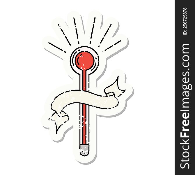 grunge sticker of tattoo style glass thermometer