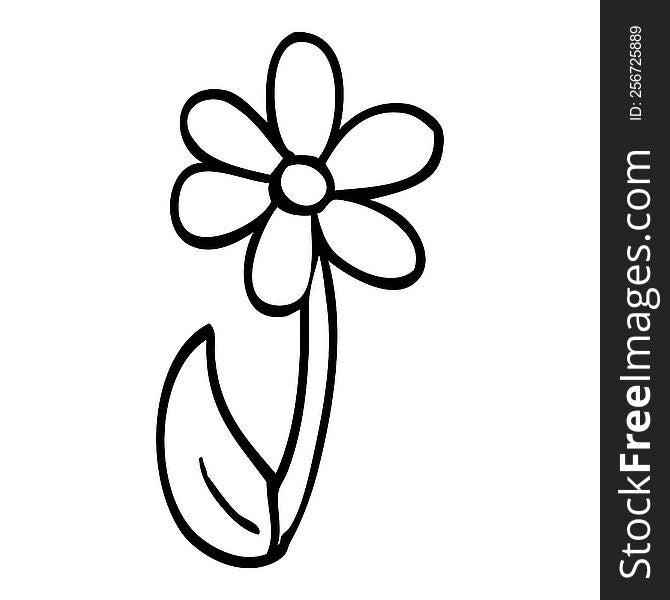 line drawing cartoon single flower