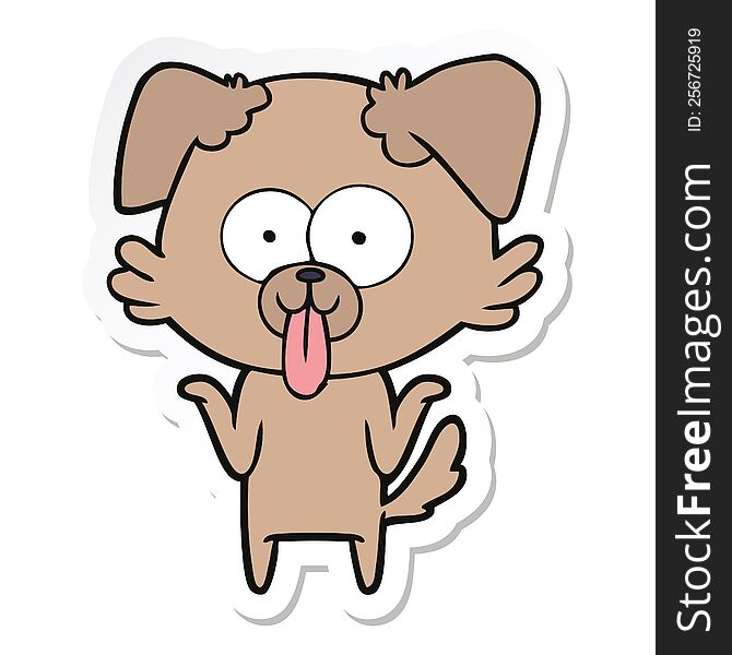 Sticker Of A Cartoon Dog With Tongue Sticking Out