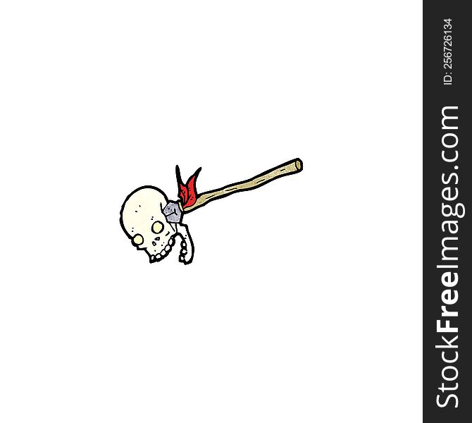 cartoon tribal spear with skull