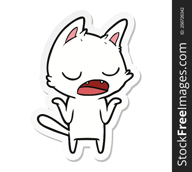 Sticker Of A Talking Cat Shrugging Shoulders