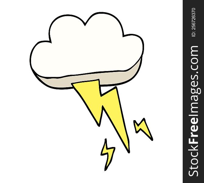 cartoon doodle thundercloud and lightning