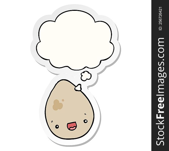 Cartoon Egg And Thought Bubble As A Printed Sticker