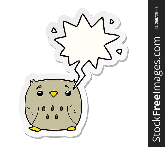 Cartoon Owl And Speech Bubble Sticker