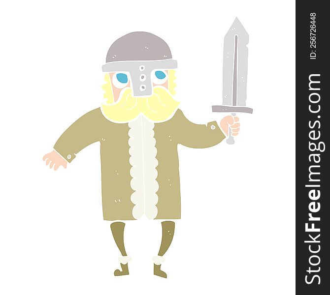 Flat Color Illustration Of A Cartoon Saxon Warrior