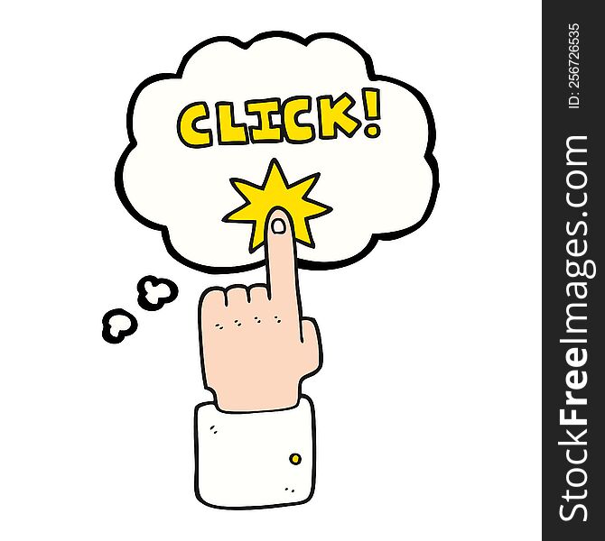 Thought Bubble Cartoon Click Sign With Finger