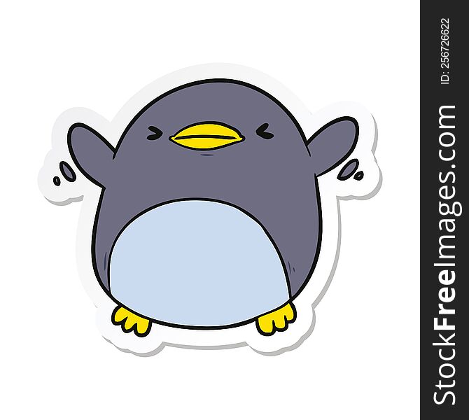 sticker of a cute cartoon flapping penguin