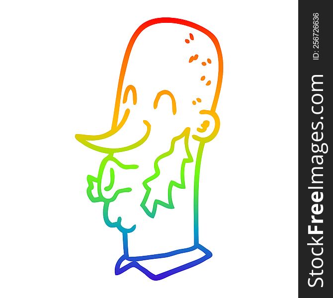 Rainbow Gradient Line Drawing Cartoon Man With Muttonchop Facial Hair