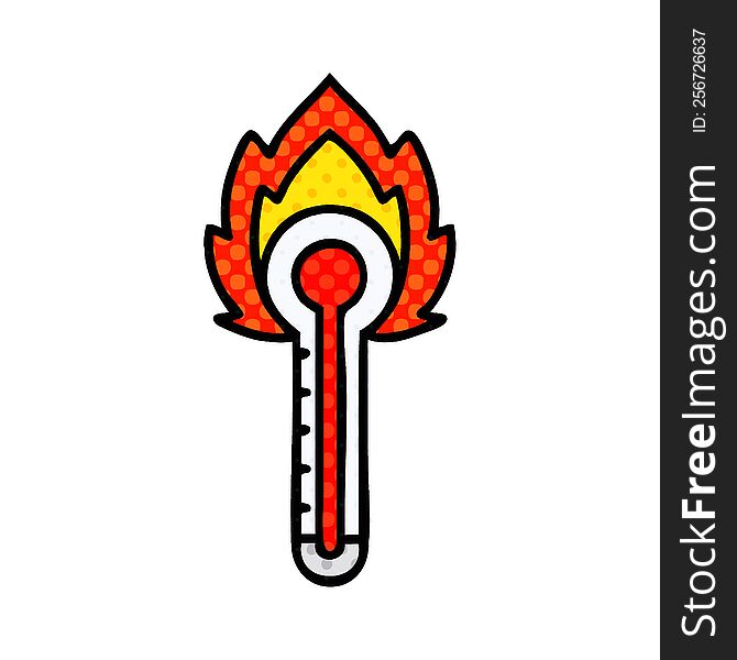 comic book style cartoon of a hot glass thermometer