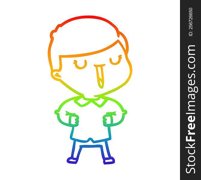 rainbow gradient line drawing cartoon happy boy