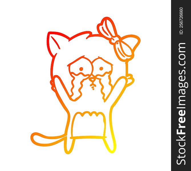 Warm Gradient Line Drawing Cartoon Cat