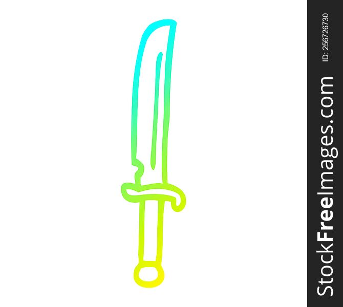 cold gradient line drawing of a cartoon bronze dagger