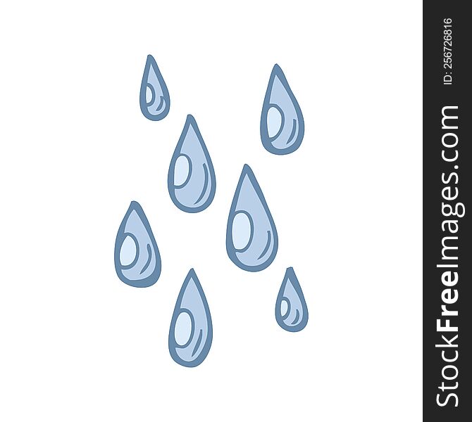 Flat Color Illustration Of A Cartoon Raindrops