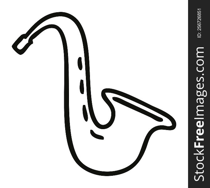 line drawing cartoon of a musical saxophone