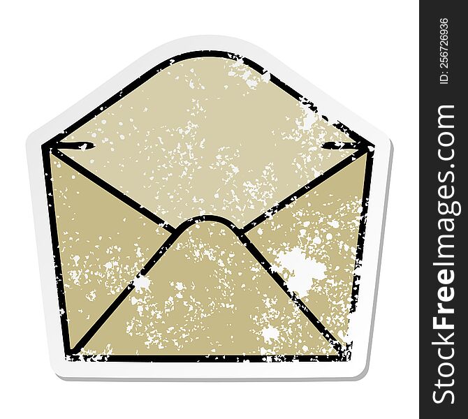 distressed sticker of a quirky hand drawn cartoon envelope