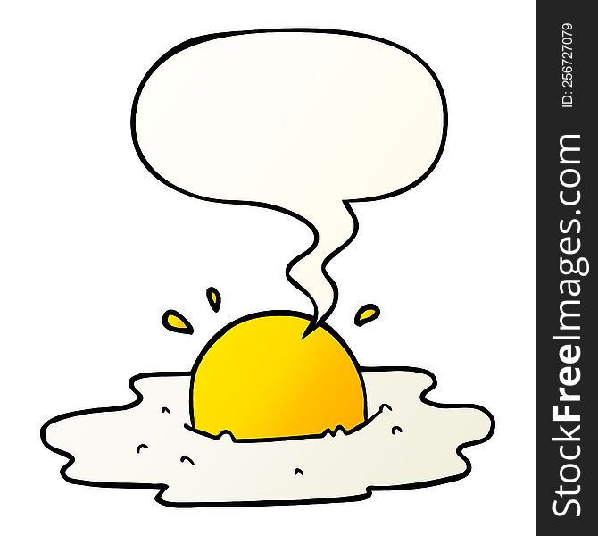 Cartoon Fried Egg And Speech Bubble In Smooth Gradient Style