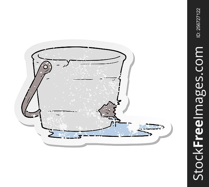 distressed sticker of a broken bucket cartoon