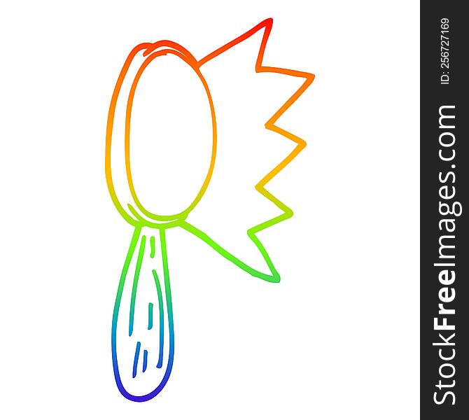 Rainbow Gradient Line Drawing Cartoon Magnifying Glass