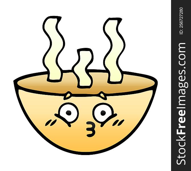 gradient shaded cartoon of a bowl of hot soup